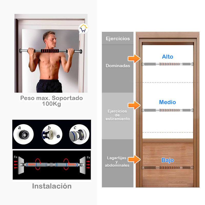 Barra Ejercicios Puerta Dominadas Abdominales Espejo Mío