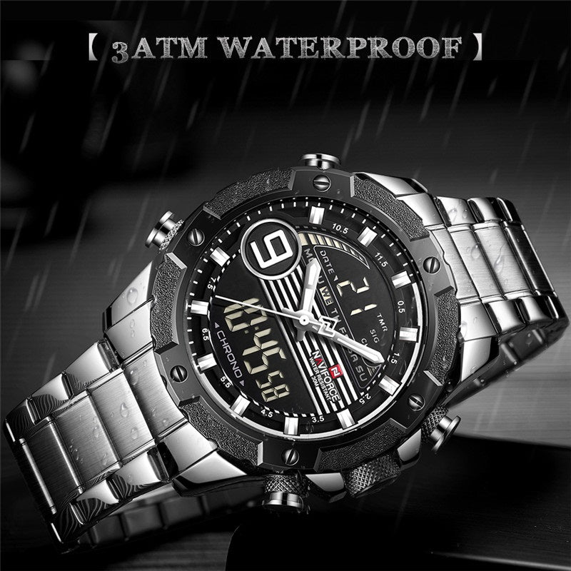 Naviforce 9146 Reloj Hombre Original Acero Digital + Análogo 100% Funcional Espejo Mío